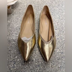 Marc Fisher Analia Metallic Gold leather Flats size 7.5
